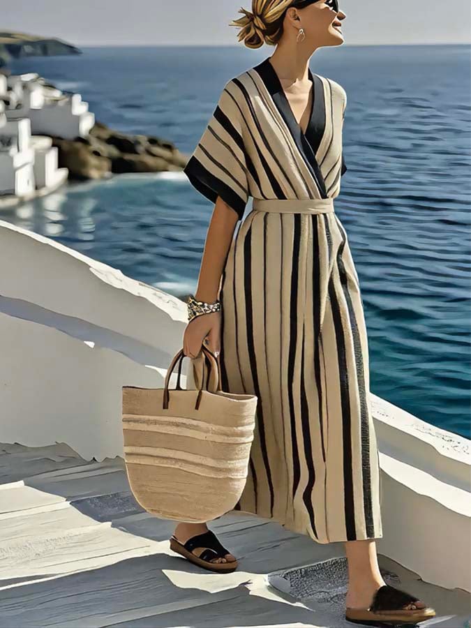 Catalina Striped Wrap Dress