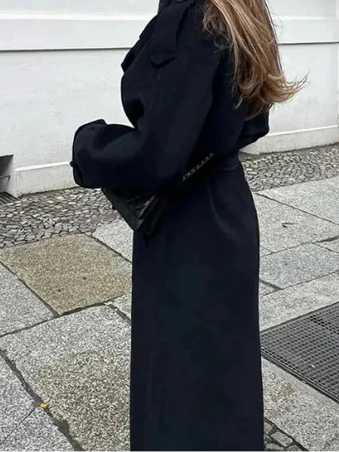 ELEGANT WOOLEN LAPEL COAT