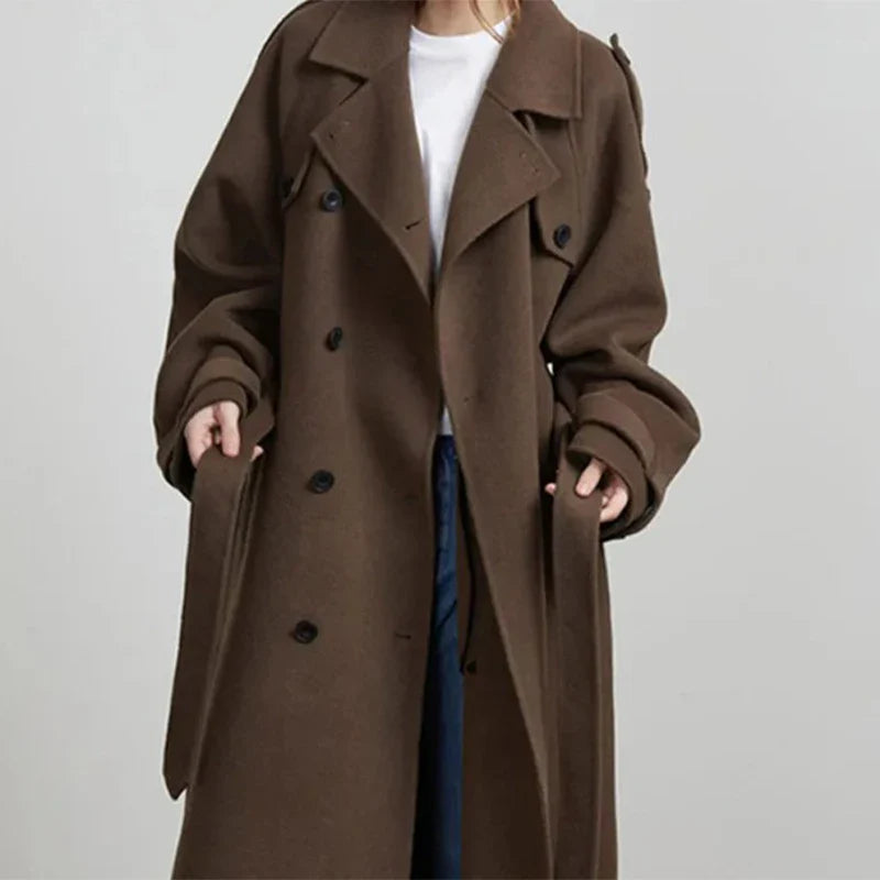 ELEGANT WOOLEN LAPEL COAT