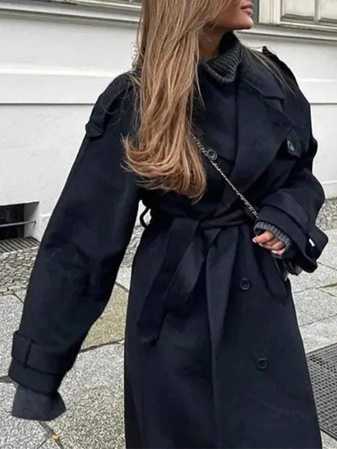 ELEGANT WOOLEN LAPEL COAT