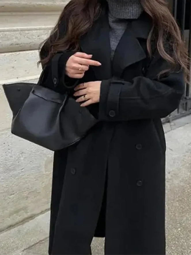 ELEGANT WOOLEN LAPEL COAT