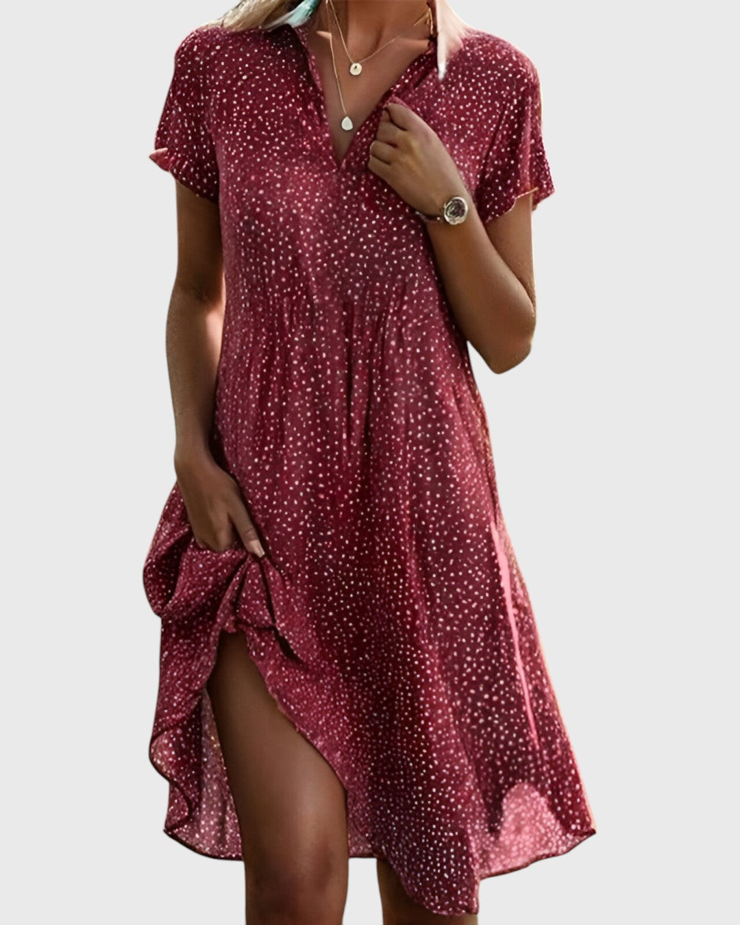 Sofia™ | Verfijnde en zwevende midi-jurk voor een vrije en zelfverzekerde stijl